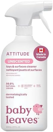 ATTITUDE Toy and Surface Cleaner Made in Canada EWG Verified Multi-Surface Products Vegan Naturally Derived Multipurpose Cleaning Spray Unscented 800 mL