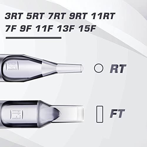 Autdor 100PCS Assorted Disposable Tattoo Tips - 3RL To 11RL & 3RS To 11RS 7MG To 15MG Round Flat Magnum Sterilized Plastic Tips For Tattooing & Tattoo Machine Guns