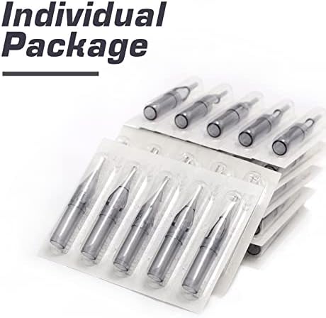 Autdor 100PCS Assorted Disposable Tattoo Tips - 3RL To 11RL & 3RS To 11RS 7MG To 15MG Round Flat Magnum Sterilized Plastic Tips For Tattooing & Tattoo Machine Guns