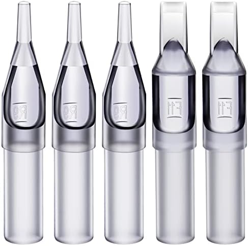 Autdor 100PCS Assorted Disposable Tattoo Tips - 3RL to 11RL & 3RS to 11RS 7MG to 15MG Round Flat Magnum Sterilized Plastic Tips for Tattooing & Tattoo Machine Guns
