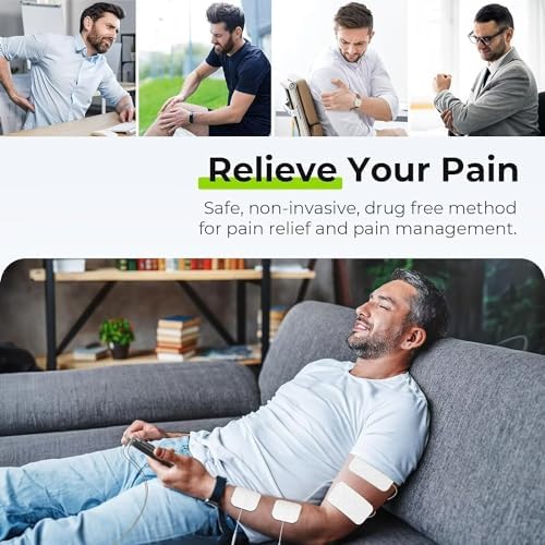 AUVON 3-in-1 TENS Machine TENS EMS Muscle Stimulator With 40 Intensities For Gradual Shoulder Sciatica Back Pain Relief 24 Modes Rechargeable TENS Unit Massager With 12 TENS Pads