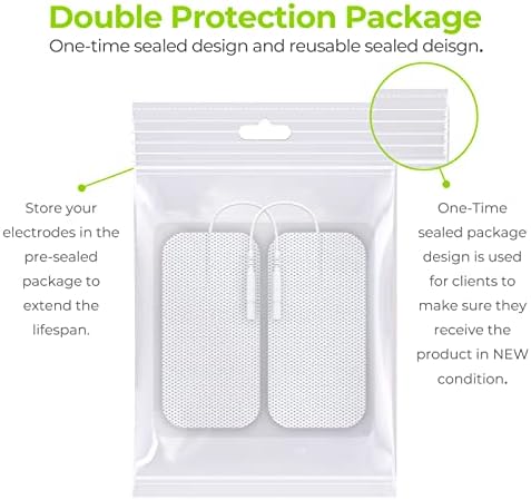 AUVON TENS Unit Pads 2"X4" 10 Pcs 3rd Gen Latex-Free Rectangular Replacement Pads Electrode Patches With Upgraded Self-Stick Performance For Electrotherapy