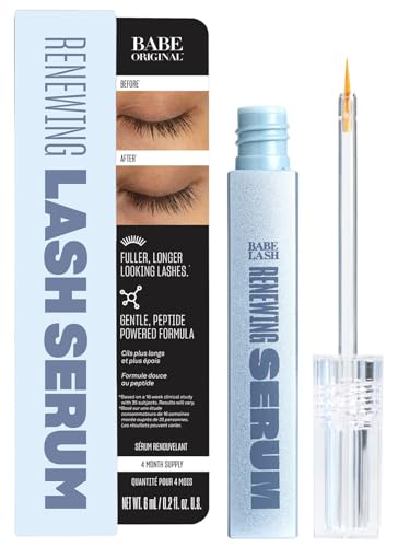 BABE ORIGINAL Renewing Lash Serum – Peptide-Infused Eyelash Serum for Fuller Longer-Looking Natural Lashes Lash Enhancing Treatment with Nourishing Botanicals Vegan & Cruelty-Free Gentle Formula 6mL