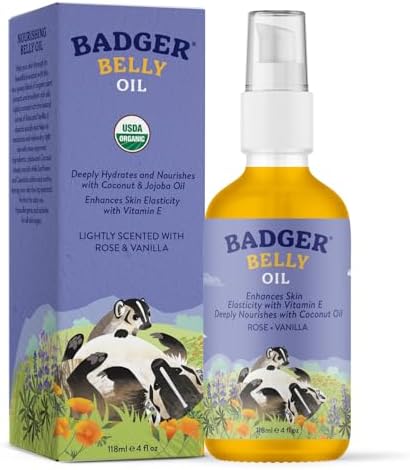 Badger Organic Pregnant Belly Oil - Jojoba & Coconut - 4 Oz
