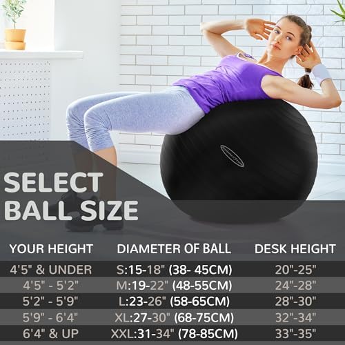 BalanceFrom Anti-Burst And Slip Resistant Exercise Ball For Yoga Fitness Birthing With Quick Pump - 2 000-Pound Capacity Multiple Sizes And Colors