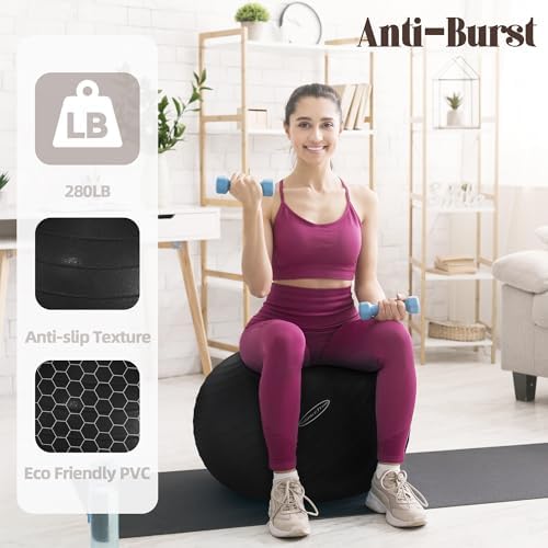 BalanceFrom Anti-Burst And Slip Resistant Exercise Ball For Yoga Fitness Birthing With Quick Pump - 2 000-Pound Capacity Multiple Sizes And Colors