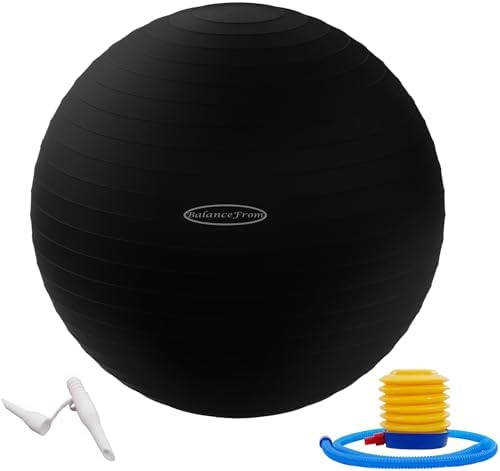 BalanceFrom Anti-Burst and Slip Resistant Exercise Ball for Yoga Fitness Birthing With Quick Pump - 2 000-Pound Capacity Multiple Sizes and Colors