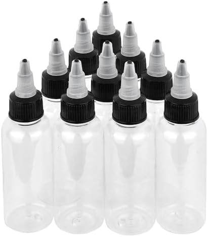 BAMTTOO 60ml Empty Tattoo Ink Bottles 10pcs 2oz Tattoo Twist Cap Plastic Clear Transparent Tattoo Pigment Container Bottle Tattoo Supplies (10pcs 60ml)