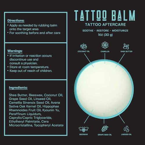 Base Labs Tattoo Balm Soothe Restore Moisturize Tattoo Aftercare Lotion Balm For Tattoo Brightening Color Enhancement For Old And New Tattoos Tattoo Aftercare Ointment Salve 50g