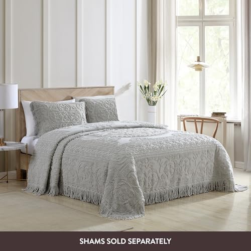 Beatrice Home Fashions Medallion Chenille Bedspread Full Gray