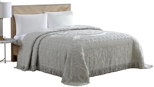 Beatrice Home Fashions Medallion Chenille Bedspread Full Gray