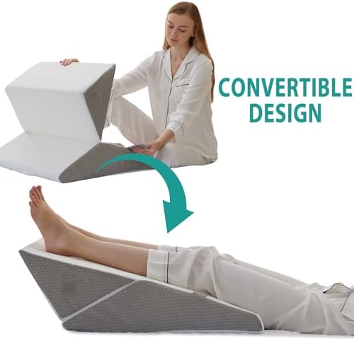 Bedluxe Wedge Pillow Headboard 3PCS Orthopedic Bed Wedge Pillows Set For After Surgery Adjustable Pillow Wedge For Acid Reflux&Back Pain Relief Sleeping Back Pillow For Bed Sitting Up White/Grey