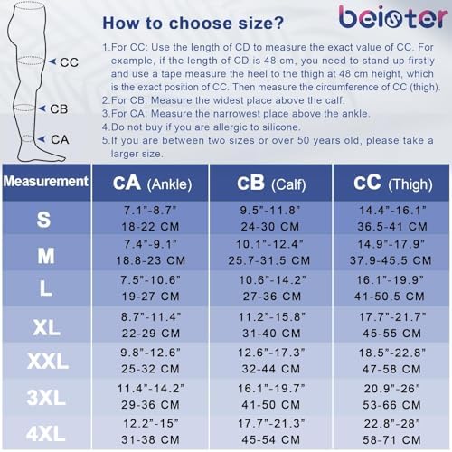 Beister 20-30 MmHg Compression Stockings Closed Toe Support Varicose Veins Hose