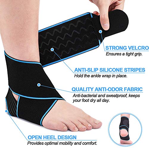 Beister Adjustable Compression Ankle Brace Elastic Foot Support Wrap Sprains Foot Brace For Sports Protect Arthritis Plantar Fasciitis Achilles Tendonitis