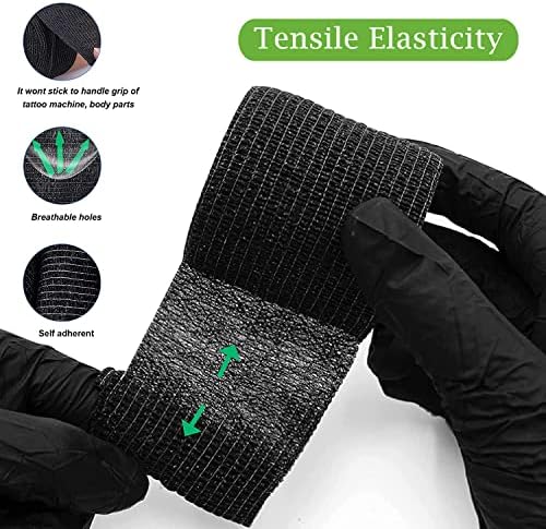 Beoncall Self Adhesive Grip Wrap - 8Pcs Cohesive Grip Tape Black 2"x 5 Yards Disposable Self Adhesive Cohesive Bandage Tape Handle Grip Tube For Pen Machine Grip Accessories Sports Bandage…