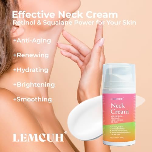 Bestkiss Neck Cream For Tightening And Firming: Anti Aging Anti Wrinkles Reduces Neck Lines Fine Lines - Retinol Niacinamide Squalane Hyaluronic Acid Ceramides Cruelty Free Paraben Free 80g