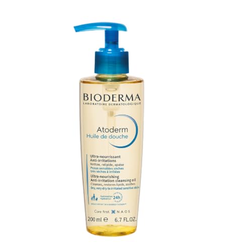 Bioderma Atoderm Shower-Oil Cleansing-Oil For Face & Body Nourishing Cleansing Oil For Dry to Atopic Sensitive Skin For Softer & Smooth Skin For Your Whole Family