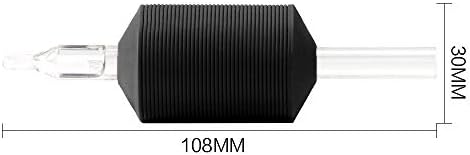 BISIBITA2 VORTEX 1.25-inch Soft Silicone Black Disposable Tattoo Tube Grips With Clear Long Tips 15pcs (9D)