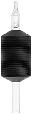 BISIBITA2 VORTEX 1.25-inch Soft Silicone Black Disposable Tattoo Tube Grips with Clear Long Tips 15pcs (9D)