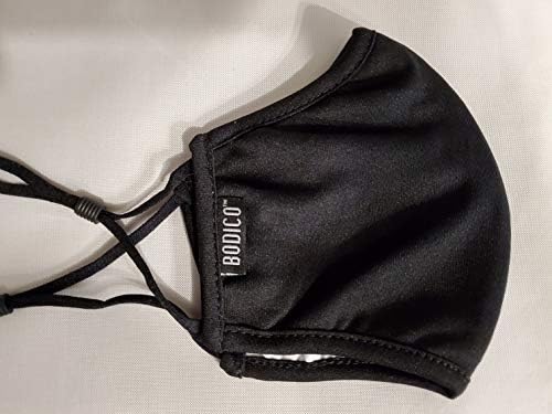 Bodico Cotton/polyester Washable Resusable Face Mask For Adults With Adjustable Ear Loops Black 1 Count