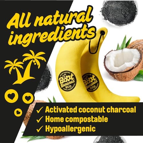 Boot Bananas Eco Travel Deodorisers Light Weight Sustainable Reusable Sports Shoe & Glove Deodorizer Odour Neutralizer & Air Purifier Eco-Conscious Lasts Up To 12 Months 1 Pair