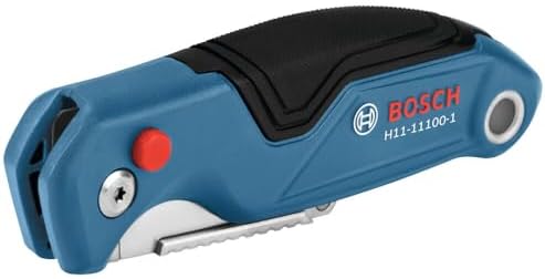 BOSCH H11-11100-1 Folding Utility Knife Compact Portable And Durable With Integrated Blade Storage Thumb Rest And 3 Included Blades