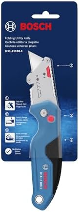 BOSCH H11-11100-1 Folding Utility Knife Compact Portable And Durable With Integrated Blade Storage Thumb Rest And 3 Included Blades
