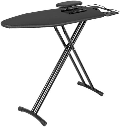 BQKOZFIN Folding Ironing Board with Steam Iron Rest 43 '' L x 12 '' W Adjustable Height Ironing Stand Easy Storage Space Saving Black
