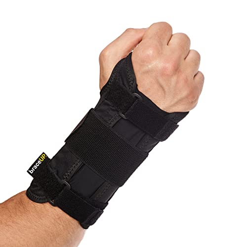 BraceUP Carpal Tunnel Wrist Brace with Metal Wrist Splint for Hand and Wrist Support and Tendonitis Arthritis Pain Relief - for Men and Women (S/M Right Hand)
