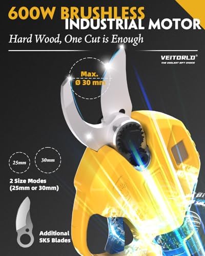 Brushless Electric Pruning Shears For DeWalt 20V Battery Portable Cordless Branch Cutter Tree Trimmer With LCD Display＆Replaceable Blade 30mm 1.2'' Cutting Diameter For Gardening Tree (NO Battery)