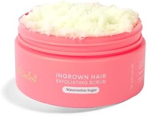 Bushbalm Ingrown Hair Exfoliating Scrub - Reduces Appearance of Ingrown Hairs and Razor Bumps Soothes Skin and Post-Shave Redness - Watermelon Sugar 236 ml