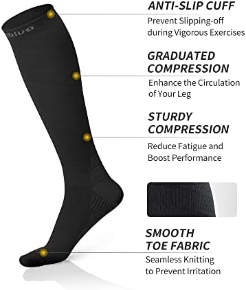 CAMBIVO 2 Pairs Compression Socks For Men And Women(20-30 MmHg) Compression Stocking For Flight Long Shifts Running