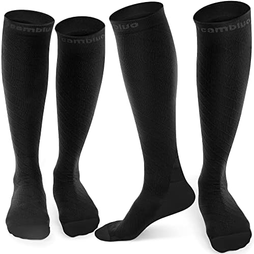 CAMBIVO 2 Pairs Compression Socks for Men and Women(20-30 mmHg) Compression Stocking for Flight Long Shifts Running