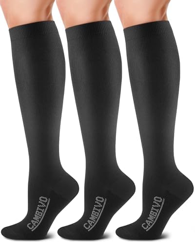 CAMBIVO 3 Pairs Compression Socks for Men and Women(20-30 mmHg) Fit for Running Swelling Flight Travel Driving Nurse