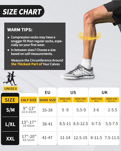 CAMBIVO 3 Pairs Compression Socks For Men & Women(20-30 MmHg) Compression Stocking For Swelling Running Flight Pregnancy