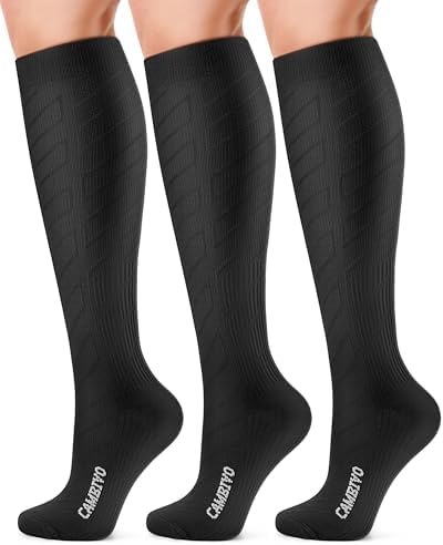 CAMBIVO 3 Pairs Compression Socks for Men & Women(20-30 mmHg) Compression Stocking for Swelling Running Flight Pregnancy