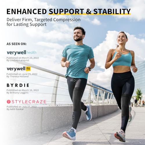 CAMBIVO Knee Brace Support(2 Pack) Knee Compression Sleeve For Running Hiking Basketball Arthritis Meniscus Tear Knee Pain Relief And Injury Recovery
