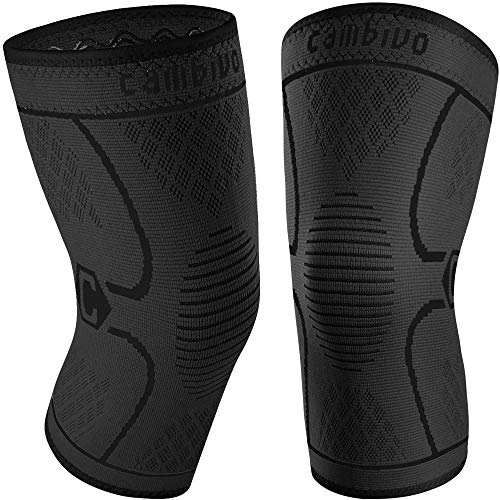 CAMBIVO Knee Brace Support(2 Pack) Knee Compression Sleeve for Running Hiking Basketball Arthritis Meniscus Tear Knee Pain Relief and Injury Recovery