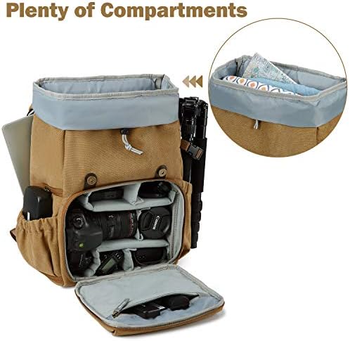 Camera Backpack BAGSMART Camera Bag Anti-Theft DSLR SLR Canvas Backpack Fit Up To 15" Laptop With Rain Cover
