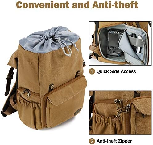 Camera Backpack BAGSMART Camera Bag Anti-Theft DSLR SLR Canvas Backpack Fit Up To 15" Laptop With Rain Cover
