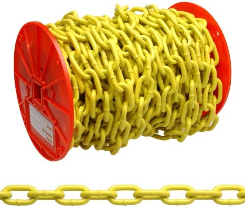 CAMPBELL PD0725027 System 3 Grade 30 Low Carbon Steel Proof Coil Chain on Reel Yellow Polycoated 3/16-Inch Trade 0.21-Inch Diameter 100-Feet Length 800-Pound Load Capacity