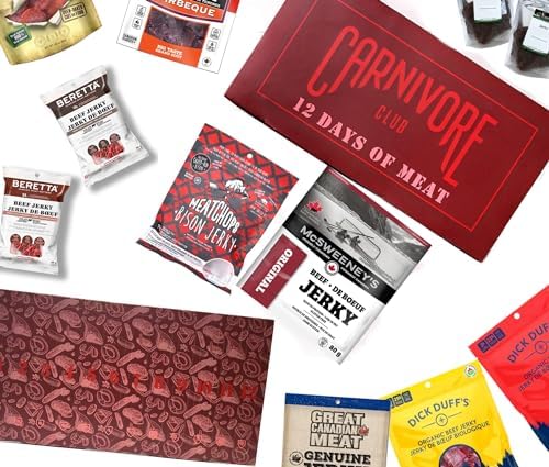 Carnivore Club 12 Days Of Jerky Advent Calendar - 12 Item Gift Set Including Locallly Made Jerky Sampler Gourmet Food Gift Basket - Ultimate Gift For Meat Lovers