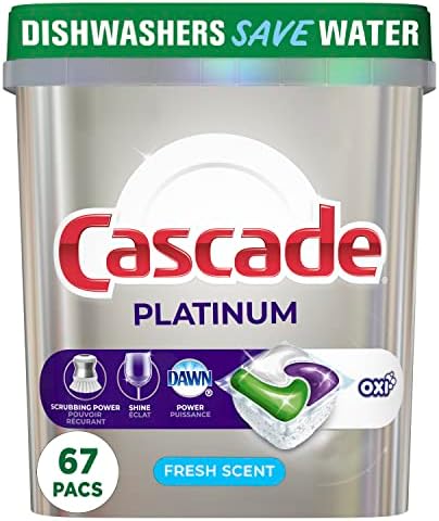 Cascade Platinum + Oxi Dishwasher Pods Dishwasher Detergent ActionPacs 67 Count