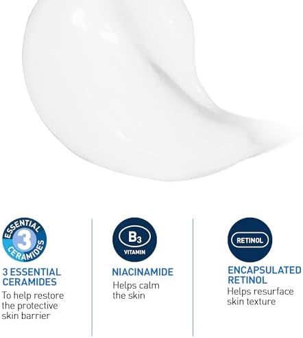 CeraVe Resurfacing Retinol Serum For Face With Niacinamide. Helps Even Skin Tone & Smoothness Post-Acne Marks & Pore Minimizer. Gentle Fragrance-free Non-Comedogenic Safe For Sensitive Skin 30ML