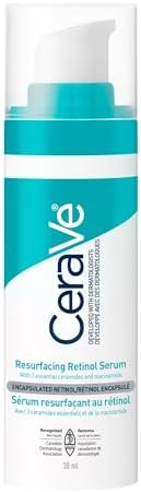 CeraVe Resurfacing Retinol Serum For Face with Niacinamide. Helps even Skin Tone & Smoothness Post-Acne Marks & Pore Minimizer. Gentle Fragrance-free Non-Comedogenic Safe for Sensitive Skin 30ML