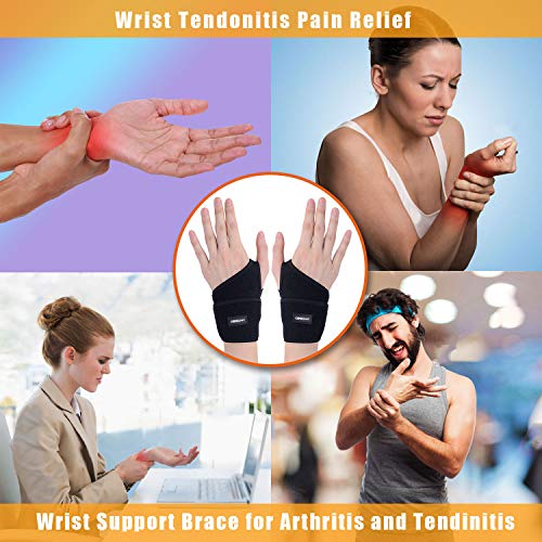 CERBONNY Carpal Tunnel Wrist Brace 2Pack Wrist Support Brace Adjustable Wrist Strap Reversible Wrist Brace For Sports Protecting/Tendonitis Pain Relief/Carpal Tunnel/Arthritis-Right&Left