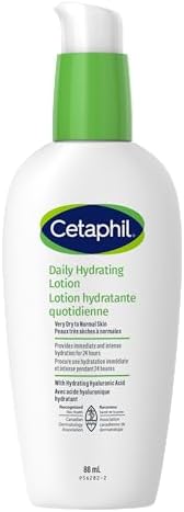 Cetaphil Daily Hydrating Lotion with Hyaluronic Acid - 24Hr Hydration - Fragrance-Free Paraben-Free - For Dry and Sensitive Skin 88ml