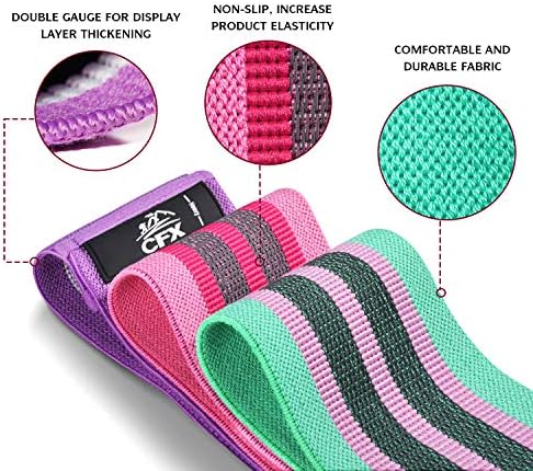 CFX Resistance Bands 3 Sets Premium Exercise Loops With Non-Slip Design For HIPS & Glutes 3 Resistance Level Workout Booty Bands For Women And Men