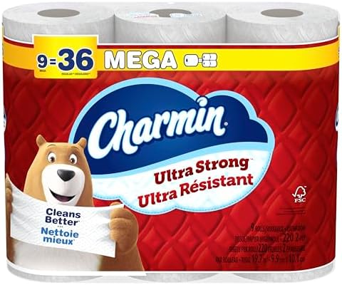 Charmin Ultra Strong Toilet Paper 9 Mega Rolls 220 Sheets Per Roll