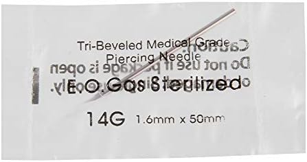 Chrontier Professional Gauge 14G Individualized Sterilized Surgical Steel Piercing Needles Tattoo Piercing Tool Body Art Ear Navel Nipple Piercing 10pcs